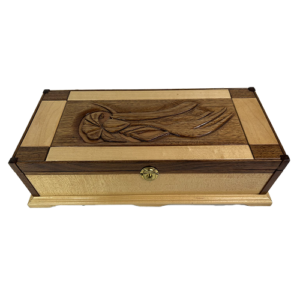 carved madam wildflower wooden jewelry box