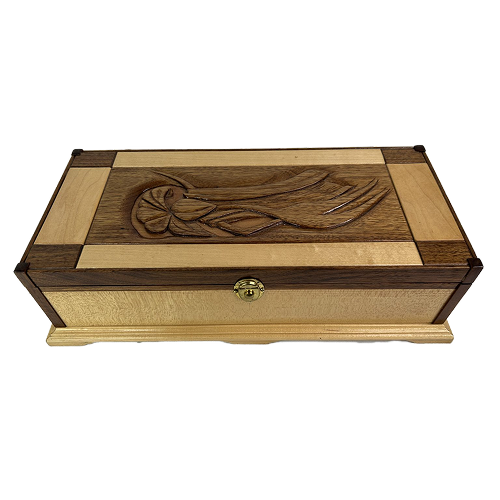 carved madam wildflower wooden jewelry box