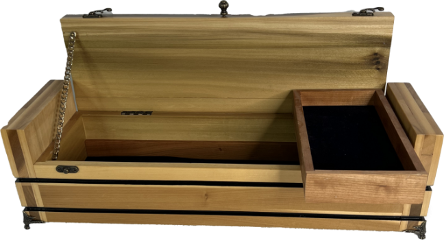 handcrafted wooden jewelry storage box