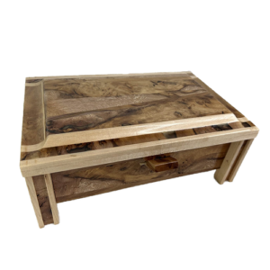 burlwood maple open keepsake box velvet lining