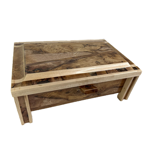 burlwood maple open keepsake box velvet lining