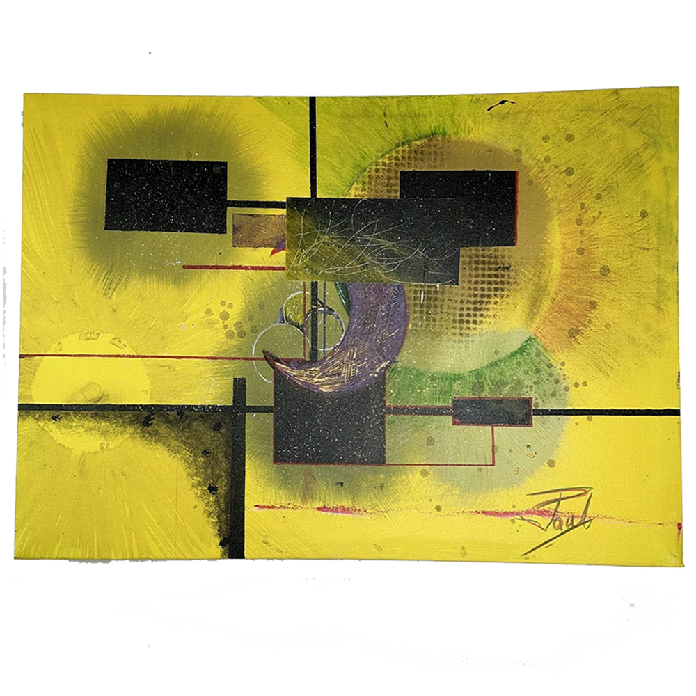 yellow crescent contemporary abstract painting