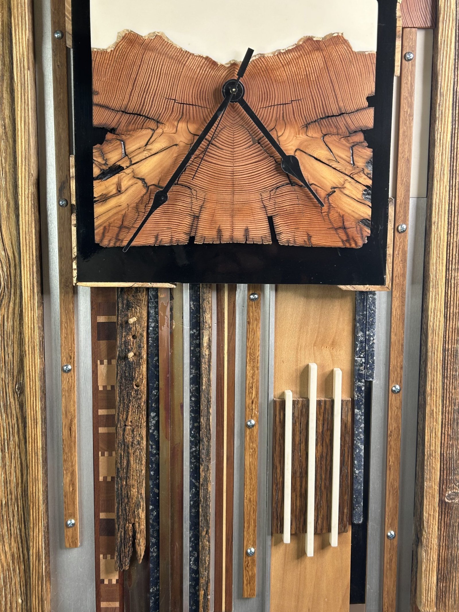 Handcrafted On Time artistic wooden clock by Jzine Art