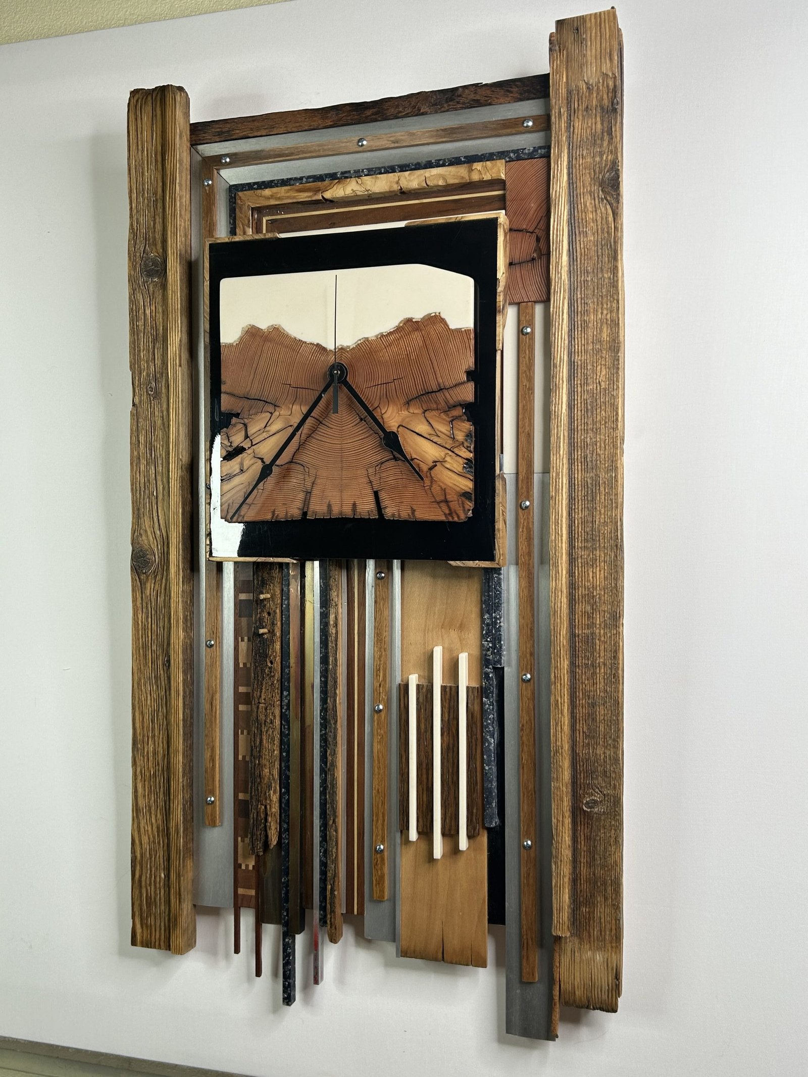 On Time artistic wooden clock handcrafted functional design