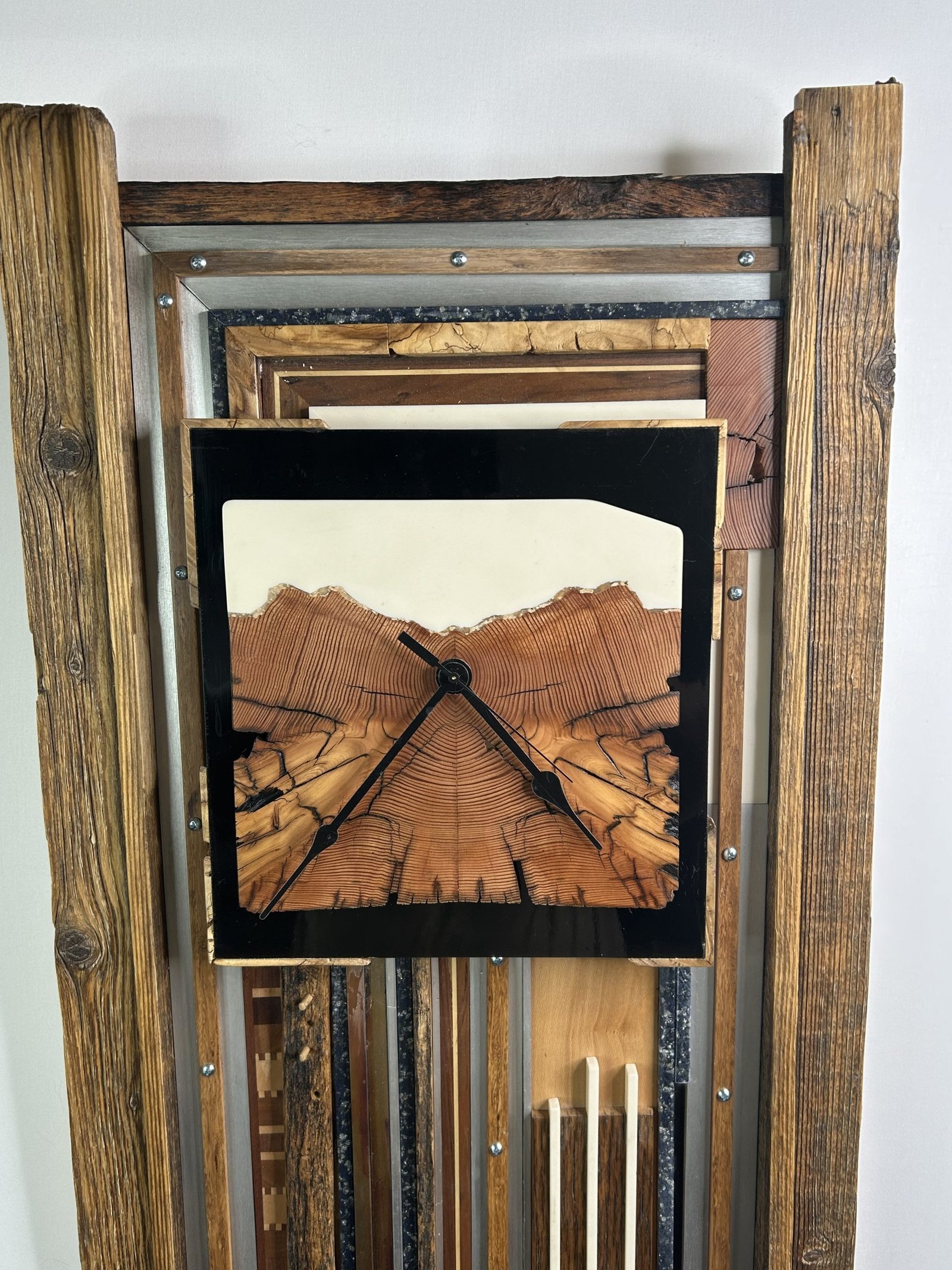 Functional On Time artistic wooden clock front view