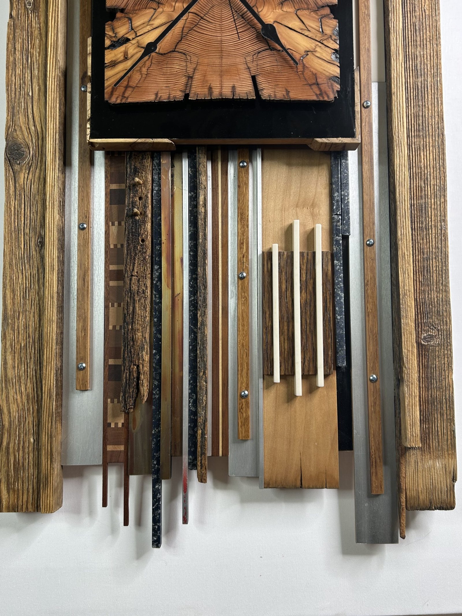 On Time artistic wooden clock wooden frame detail