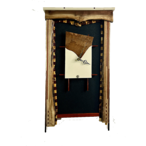 With Time artistic wooden clock front view handcrafted wooden frame