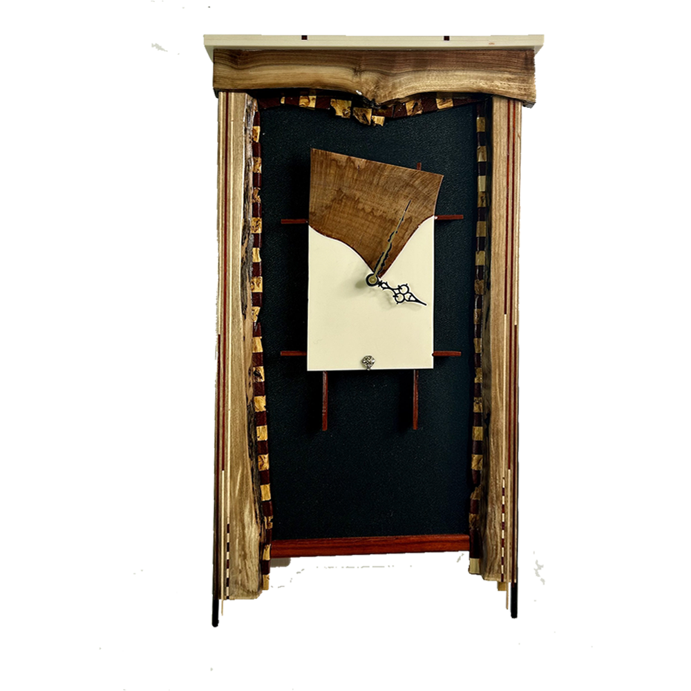 With Time artistic wooden clock front view handcrafted wooden frame