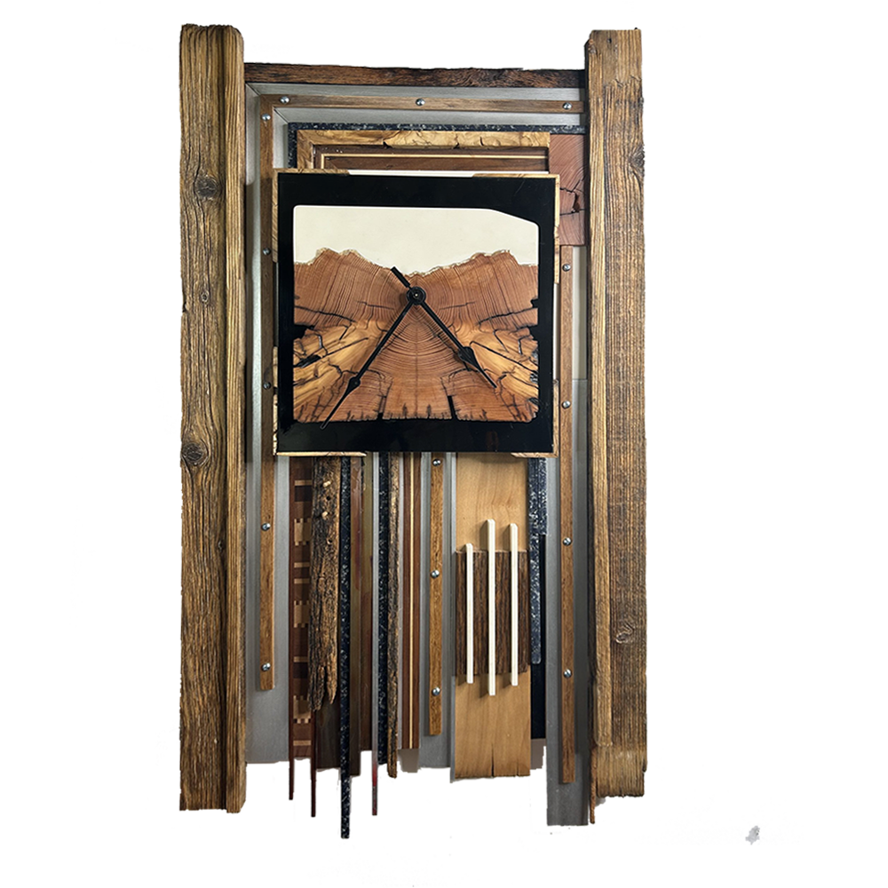 On Time artistic wooden clock handcrafted functional design