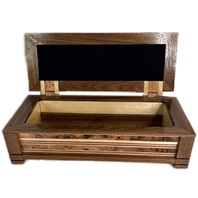 handcrafted burlwood jewelry storage box