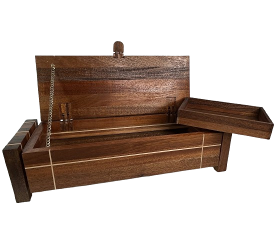 mahogany jewelry box with maple inlay