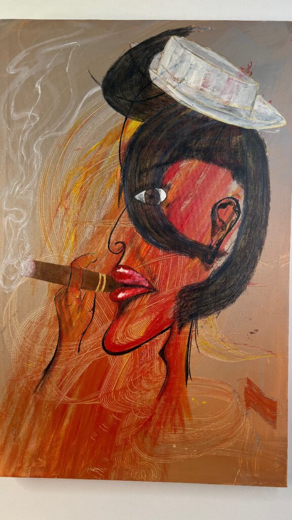 Jerry Contemporary Figurative Wall Art Painting is a bold expression of personality, culture, and modern artistic storytelling. Featuring a stylized portrait composition, the artwork captures confidence and individuality through expressive line work, layered textures, and vibrant color movement. Inspired by cigar-lounge lifestyle aesthetics, Jerry blends contemporary abstraction with figurative portraiture, creating a visually striking centerpiece ideal for modern interiors, private lounges, galleries, and creative spaces. The painting introduces character and narrative into a room, transforming walls into conversation-driven artistic environments. Its distinctive artistic style makes it suitable for collectors and interior designers seeking expressive contemporary artwork. ✔ Original contemporary figurative painting ✔ Expressive portrait wall art ✔ Ideal for lounges, offices, and modern interiors ✔ Collector-worthy statement artwork A powerful fusion of lifestyle culture and contemporary artistic expression.