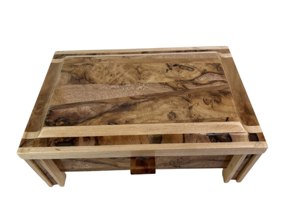 handcrafted burlwood wooden storage box