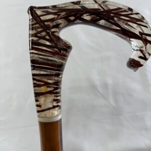 Luxury resin derby handle walking cane with wooden shaft