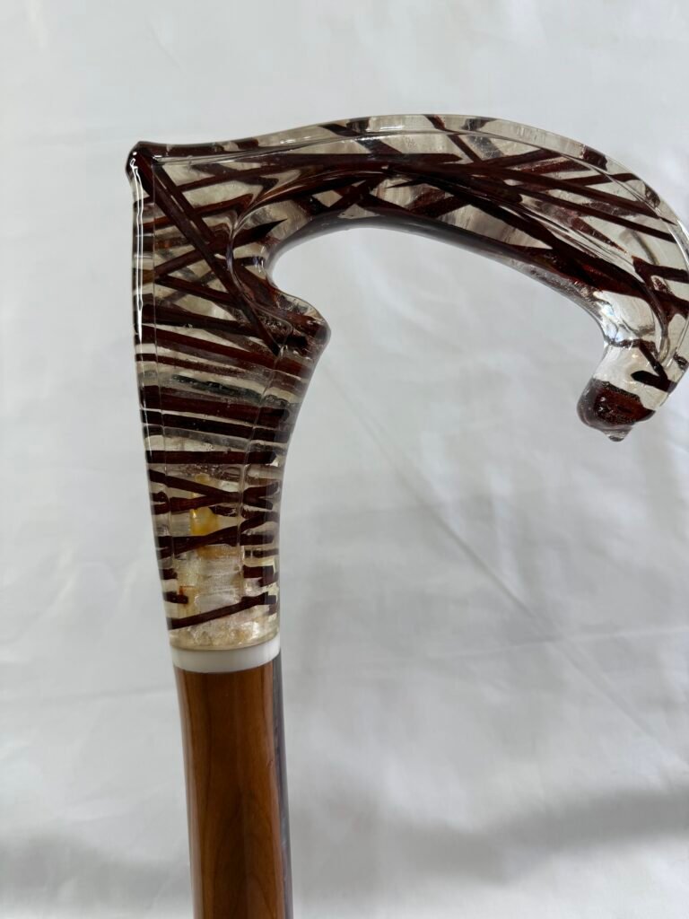 Luxury resin derby handle walking cane with wooden shaft
